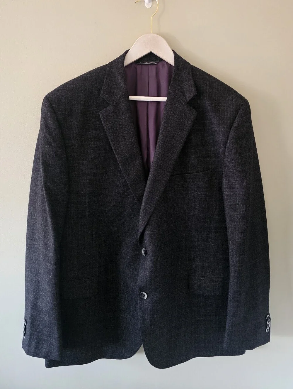 NWOT Savile Row Gold Napoli SPJ Gray Plaid Wool Blazer Size 48R Old Money Preppy